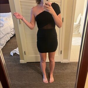 Black off the shoulder mini dress